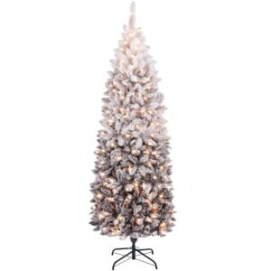 1.8m Pre-Lit Christmas Tree Slim Pencil Xmas Tree Corner Tree