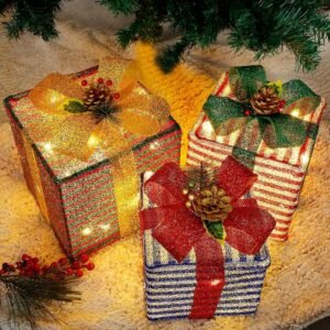 Christmas Decorations 3PC Lighted Gift Boxes Christmas Lights