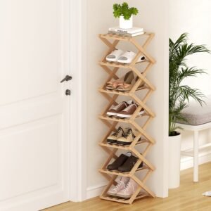 Artiss 7 Tier Bamboo Foldable Shoe Rack Organizer Entryway