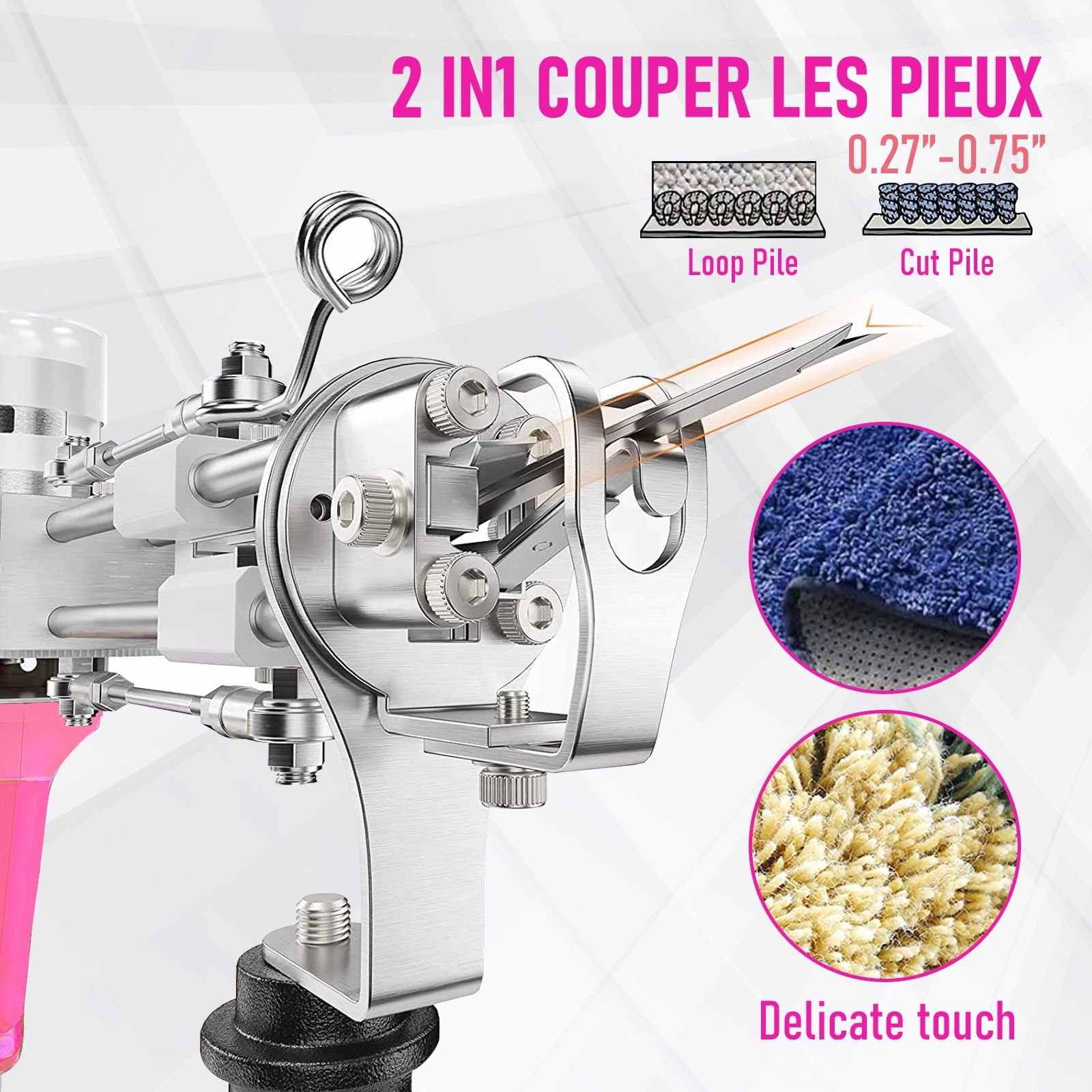 2-in-1 Tufting Gun — Cut & Loop Pile (Pink) - Image 3