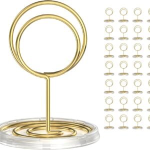 30 Pack Gold Table Number Holders with Clear Base