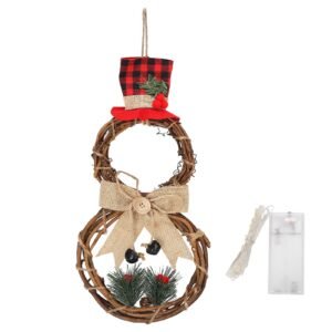 LED Christmas Snowman Wreath Christmas Door Decoration with Light
