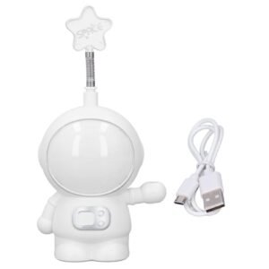 LED Desk Lamp 2 Lighting Modes Eye Protection USB Charging Astronaut Night Light with Pencil Sharpener for Home DeskWhite