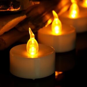 LED Electronic Candle 12 Pack Remote Control Always Bright Yellow light-pointed