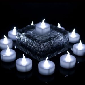 LED Electronic Candle 12 Pack Remote Control Timing Cold white light-pointed