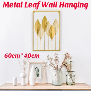 Gold Metal Leaf Wall Art — 60×40cm