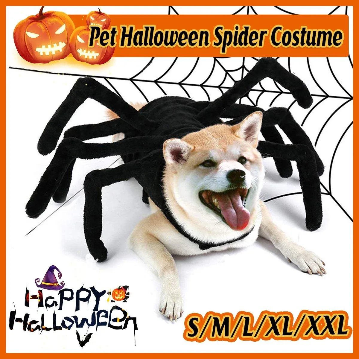 Pet Spooky Big Spider Halloween Costume Dress Up for Dogs Cats and Small Pets - L - Image 2