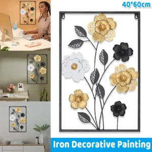 Floral Iron Wall Art — Minimalist Black & Gold
