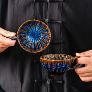 Blue-brown Creative Retro Kiln-Glazed Ceramic Cup - Exquisite Coffee & Afternoon Tea Mug, Home Milk Cup, Unique Gift