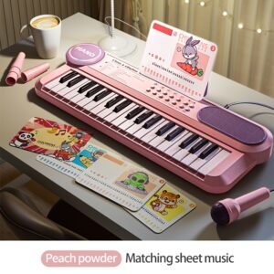 Portable Kids' Electronic Piano with Sheet Music and Microphone - Professional 37-Key Tactile Feedback, Support Recording & Multiple Performance Modes, Beginner-Friendly & Durable