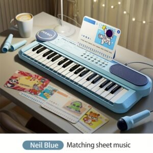 Portable Kids' Electronic Piano with Sheet Music and Microphone - Professional 37-Key Tactile Feedback, Support Recording & Multiple Performance Modes, Beginner-Friendly & Durable