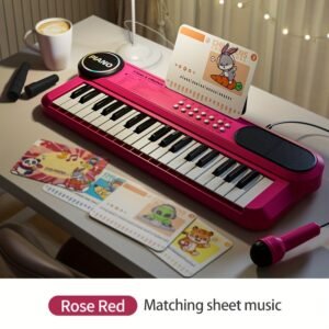 Portable Kids' Electronic Piano with Sheet Music and Microphone - Professional 37-Key Tactile Feedback, Support Recording & Multiple Performance Modes, Beginner-Friendly & Durable