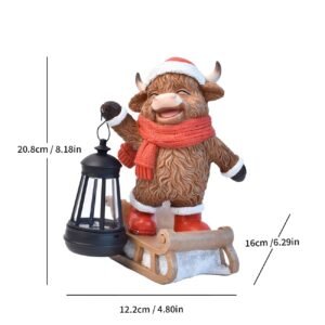 Christmas Sleigh Highland Cow Solar Garden Light Style 8