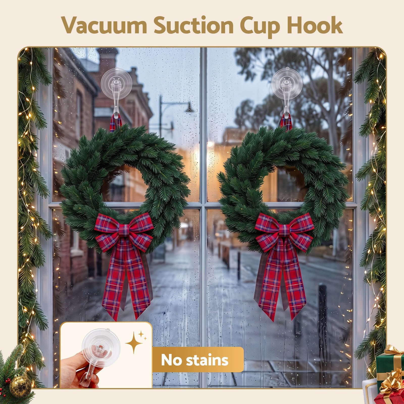 2-Pack Suction Cup Wreath Hooks, 5kg Hold, Residue-Free, Glass & Tiles - Image 4