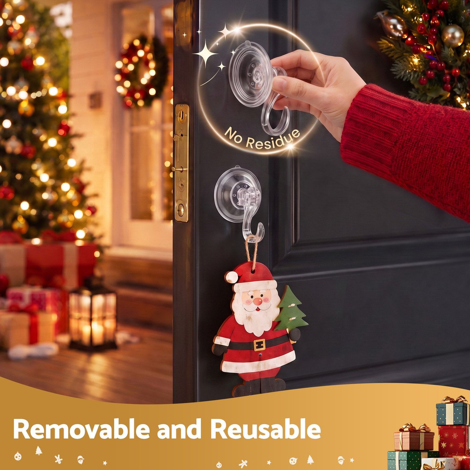 2-Pack Suction Cup Wreath Hooks, 5kg Hold, Residue-Free, Glass & Tiles - Image 5