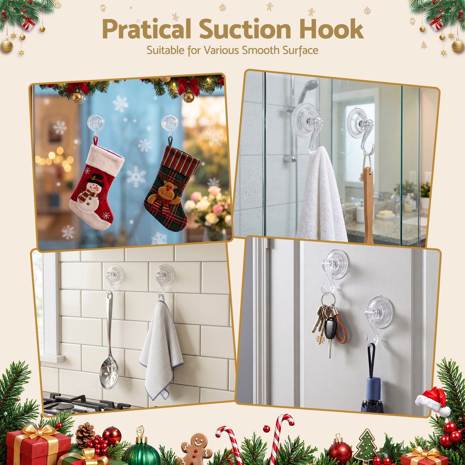 2-Pack Suction Cup Wreath Hooks, 5kg Hold, Residue-Free, Glass & Tiles - Image 8