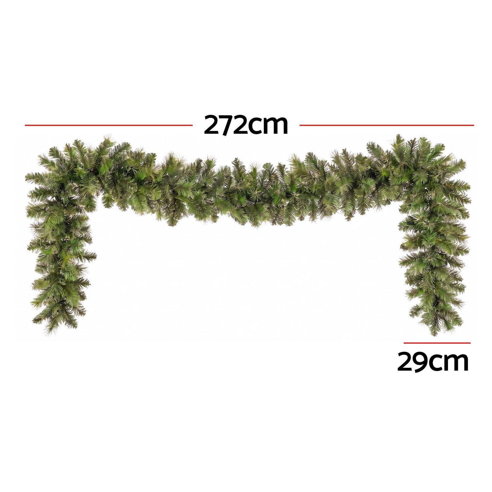 2.7M Christmas Garland 8 Mode LED Lights Timing 200Tips Xmas Decor - Image 2