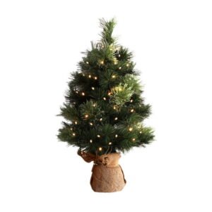 Christmas Tree 60CM Mini Tabletop 8 Light Modes Timer Xmas Tree