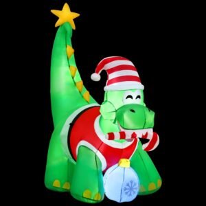 Christmas Inflatable Dinosaur 1.86M Height LED Decorations Illuminated