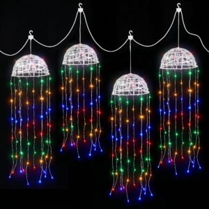 Christmas Lights Solar Jellyfish 4Pcs Garden Decorative Multi-Color