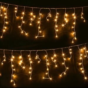 12.5M Solar Christmas Lights Icicle String Light Warm White