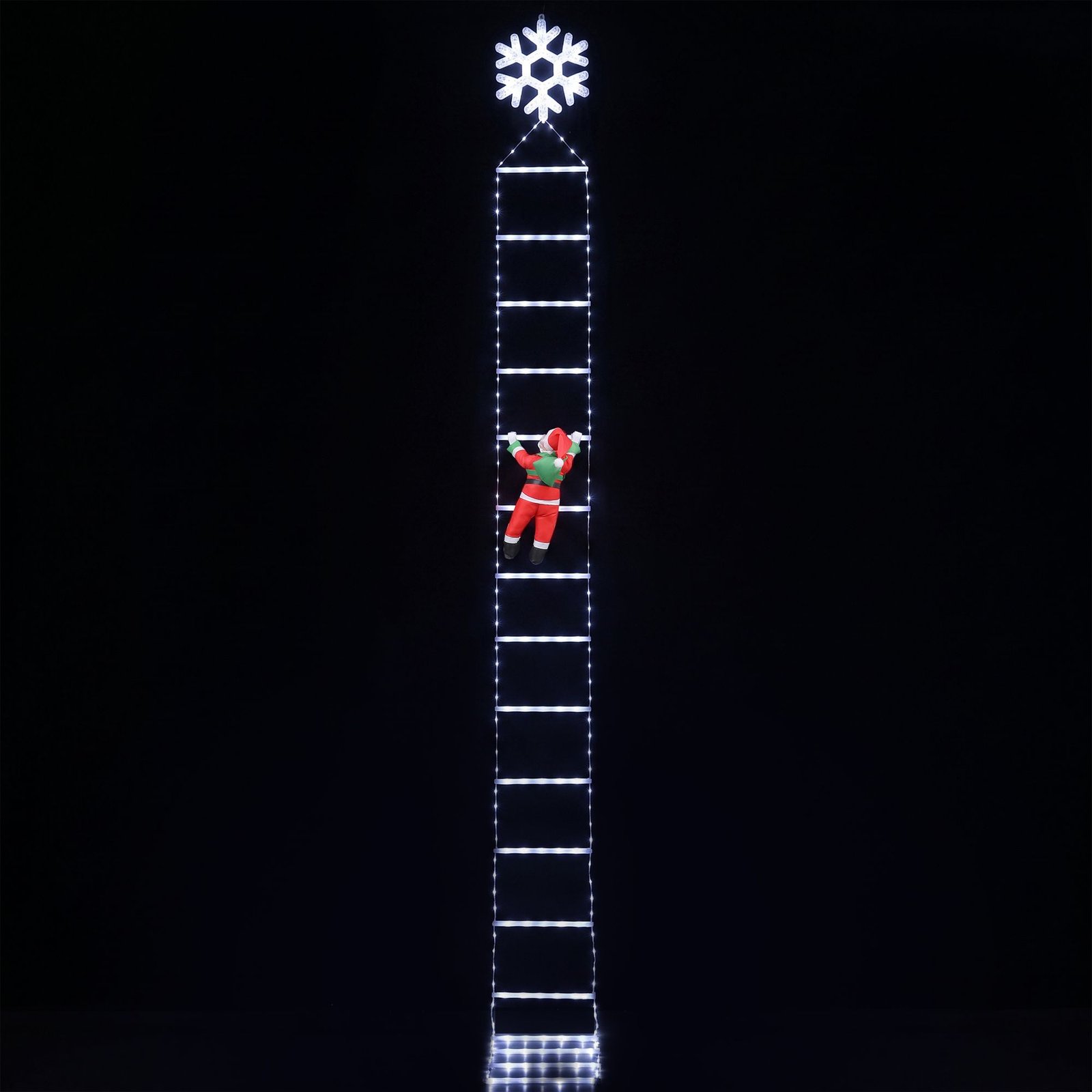 3.4m Christmas Ladder Lights with Climbing Santa, 328 Cool White LEDs - Image 2