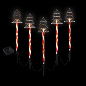 5-Pack Solar Christmas Path Lights, 48cm, 25 Warm White LEDs, 8 Modes
