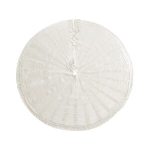 90cm Knitted Christmas Tree Skirt, Beige, Bow-Knot Straps, Washable