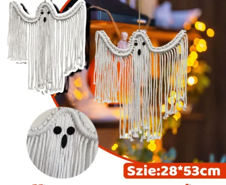 Handwoven cotton hanging ghost Halloween decoration