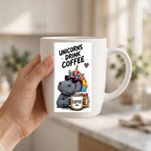 Unicorns Drink Coffee Hippo Coffee Mug