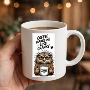 Coffee Makes Me Less Cranky Owl Coffee Mug