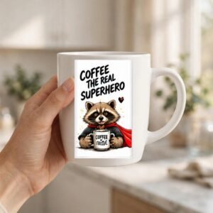 Coffee The Real Superhero Raccoon Coffee Mug