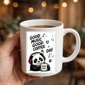 Good Music Good Coffee Panda Coffee Mug