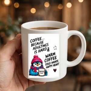 Coffee Because Adulting Is Hard Penguin Coffee Mug