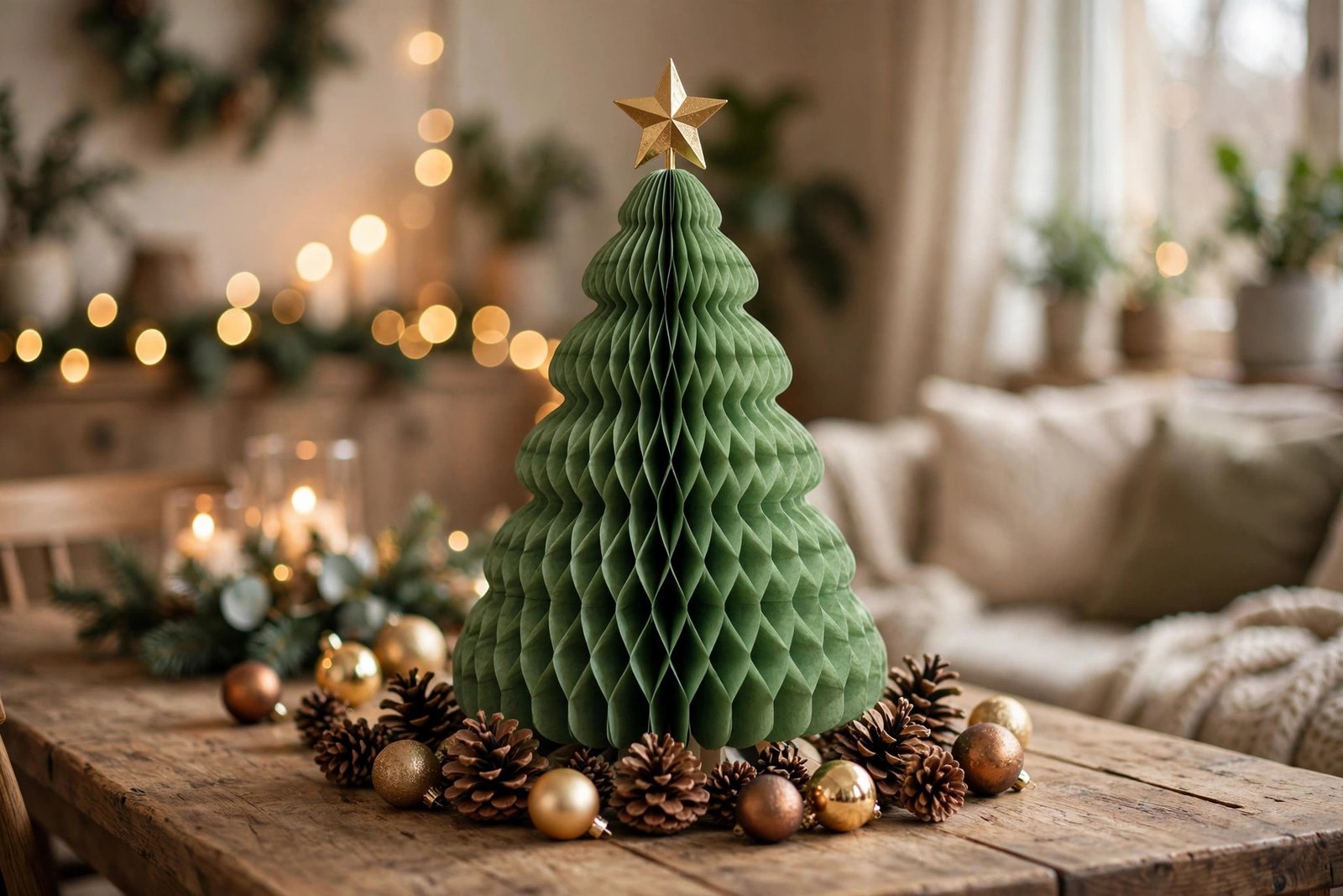 Folding Green Tabletop Christmas Tree 47cm - Image 2